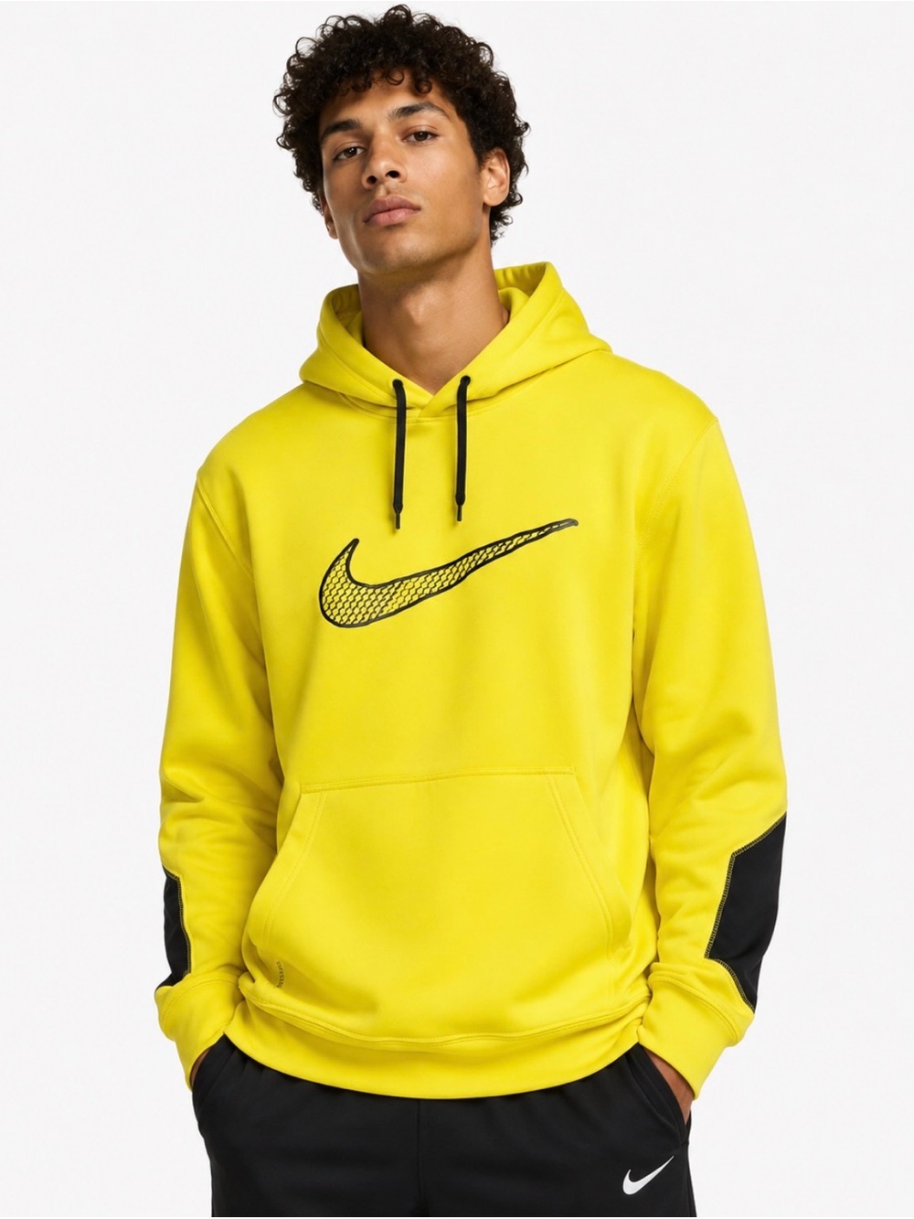 Nike Therma-FIT Neon Yellow Swoosh Hoodie Size Large ⚡🔥